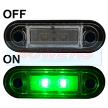 12v/24v Flush Fit Slim Green LED Marker Lamp/Light Ideal For Truck & Van Bars